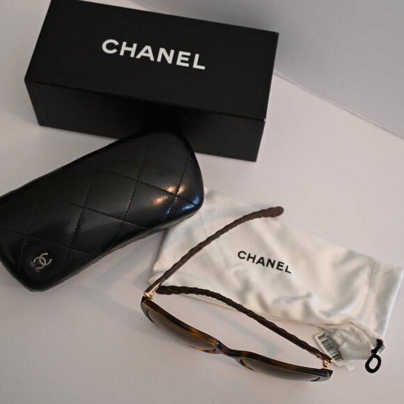 CHANEL Brown Sunglasses with Braided Arms - Picture 5 of 5